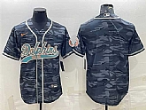 Men's Miami Dolphins Blank Gray Camo With Patch Cool Base Stitched Baseball Jersey,baseball caps,new era cap wholesale,wholesale hats